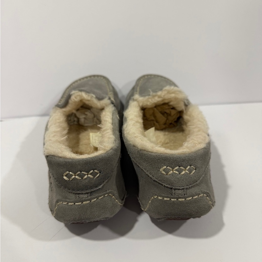 UGG Ansley Slippers Womens 8 Gray Suede Shearling Lined Moccasin - Picture 4 of 8